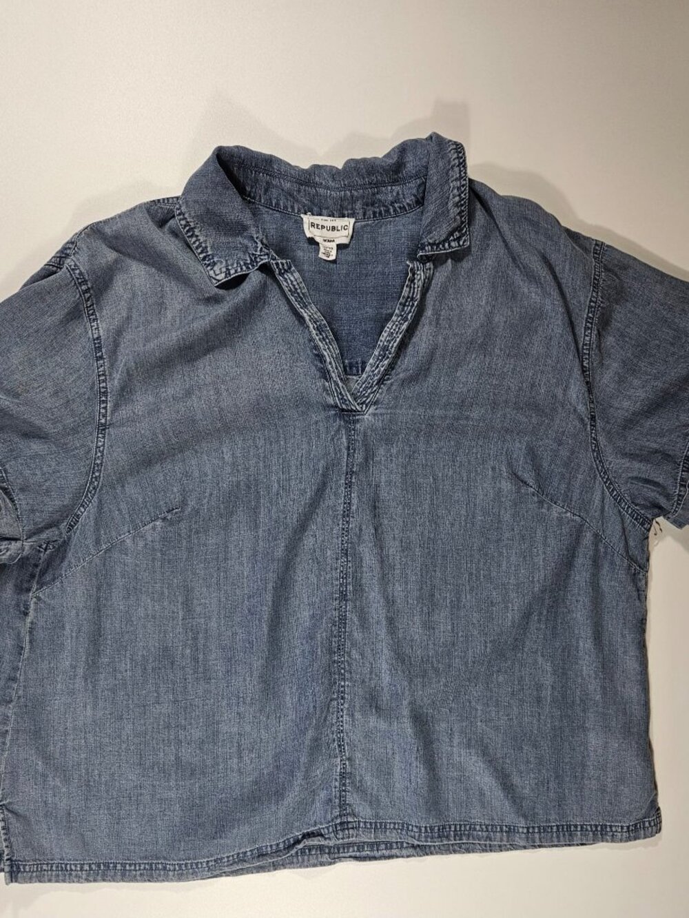 FOR THE REPUBLIC Chambray Blouse ~ 2XL
